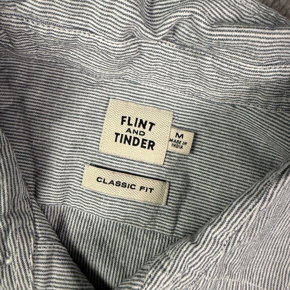 Flint and Tinder Shirt Mens M Blue White Striped Organic Cotton Hemp Blend Work - Picture 3 of 10